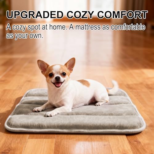 pobopobo Dog Crate Pad, Ultra Soft & Anti-Slip Kennel Mat, Secure Fit for Metal Crates & Dog Cages, Washable Cozy Bed for Small Medium Large Dogs Light Brown, S(23"*14"*1.5")