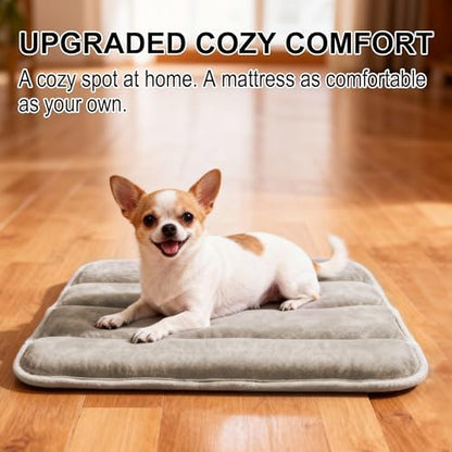 pobopobo Dog Crate Pad, Ultra Soft & Anti-Slip Kennel Mat, Secure Fit for Metal Crates & Dog Cages, Washable Cozy Bed for Small Medium Large Dogs Light Brown, S(23"*14"*1.5")