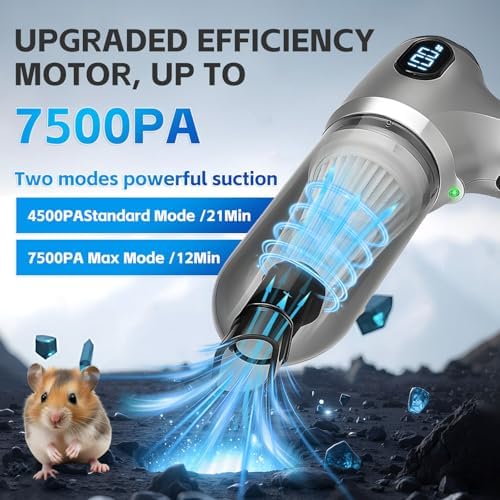 Guinea Pig Poop Spot Vacuum – Mini Cordless Assistant with LED Display, 2 Modes (4500/7500Pa), for Daily Cage Cleanup of Guinea Pig, Rabbit, Small Pets