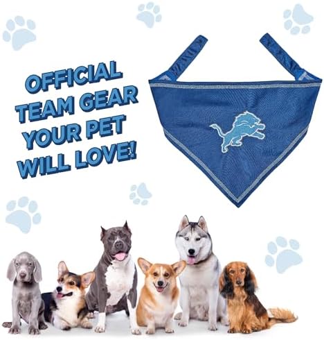 Pets First NFL Detroit Lions TIE Bandana, Small/Medium. Dog Bandana Scarf Bib for Pet Cat Dog. The Ultimate Game-Day, Party Bandana