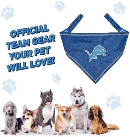 Pets First NFL Detroit Lions TIE Bandana, Large/X-Large. Dog Bandana Scarf Bib for Pet Cat Dog. The Ultimate Game-Day, Party Bandana