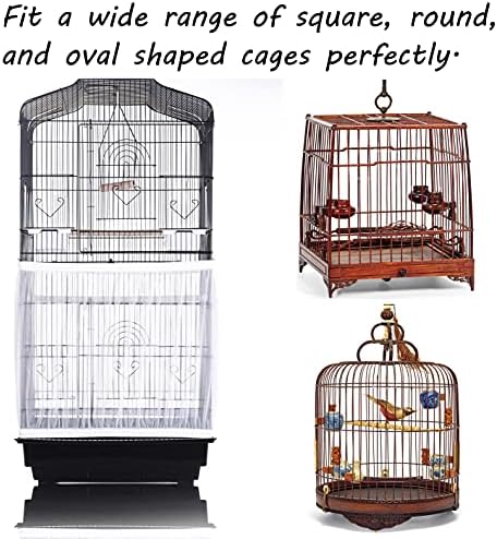 Tamu style Bird Cage Seed Catcher, Stretchy Mesh Skirt, 55-100 inch, White