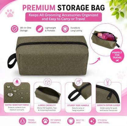 9PCS Pet Grooming & Bathing Kit with Storage Bag for Dogs & Cat (Pink)