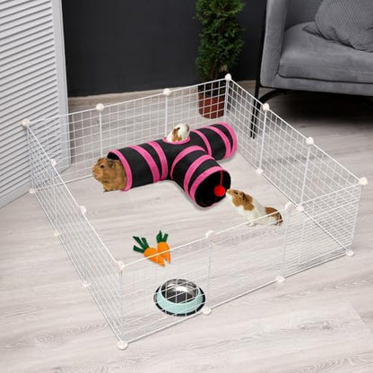 Rypet Guinea Pig Tunnel Hideout 3-Way Collapsible Pet Tubes, Red Black