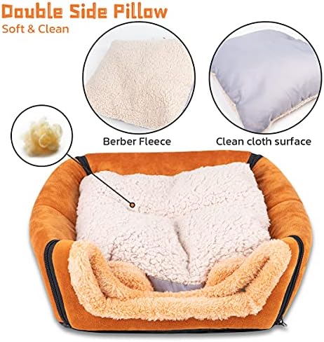 Pet Soft Guinea Pig & Rabbit Cozy Hideout House - Small Animal Bed for Guinea Pigs, Rabbits, Hamsters, Rats & Chinchillas Cave Bed (Brown)