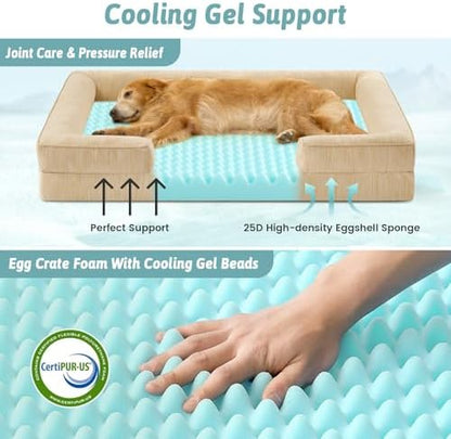 COZY KISS Orthopedic Dog Cooling Bed Washable for Extra Large Dogs, XXL