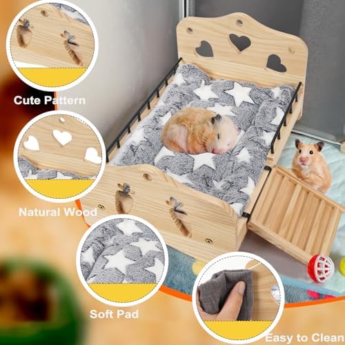 Wooden Bunny Bed 2 in 1 Rabbit Guinea Pig Bed Small Animal Bed with Stairs