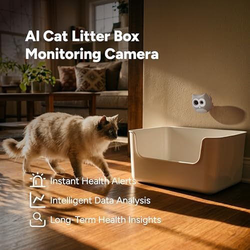 LitterLens Cat Litter Box Camera with App, AI Health Monitoring & Alerts, Track Urination & Stool, Multi-Cat Recognition, Works with Every Litter Box, Pet Health Monitor (Gray)