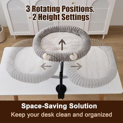Petpals Desk Mount Cat Bed, 3 Angle Rotation & Adjustable Cats Perch