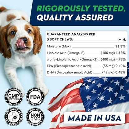 Omega 3 for Dogs - Fish Oil Skin & Coat Supplement, Itch & Allergy Support