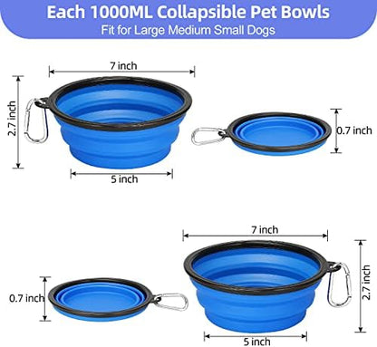 Kytely Large Collapsible Dog Bowls 2 Pack, 34oz Foldable Dog Travel Bowl
