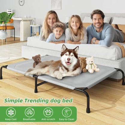 Simple Trending Raised Dog Bed for Extra Large Dogs, XL Dog Cot, Grey