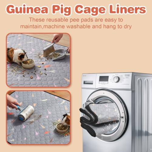 2Pcs Guinea Pig Cage Liners,Guinea Pig Fleece Cage Liners24''X36'' Super Absorbent Washable Pee Pads Reusable for Rabbit Hamster Chinchilla