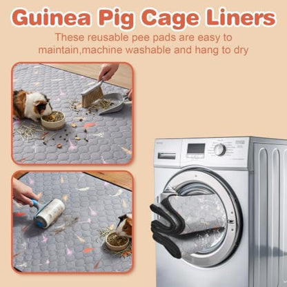 2Pcs Guinea Pig Cage Liners,Guinea Pig Fleece Cage Liners28''X42'' Super Absorbent Washable Pee Pads Reusable for Rabbit Hamster Chinchilla