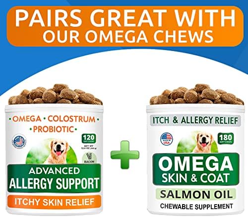Advanced Dog Allergy Relief - Skin Health & Anti-Itch Chews with Omega-3