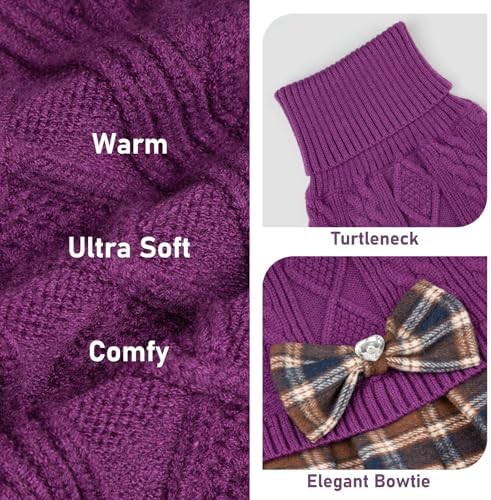 KYEESE Dog Sweater Dress for Small Dogs Turtleneck Thick Knit Pullover