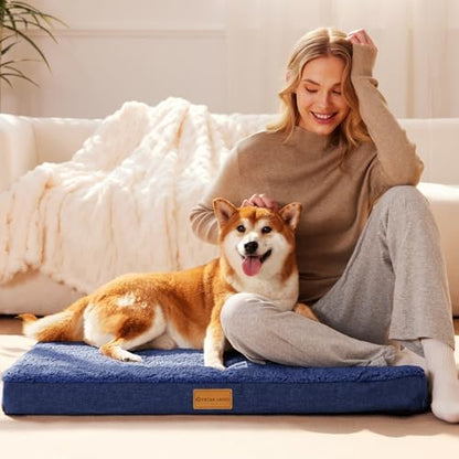 Patas Lague Orthopedic Large Dog Bed Pet Sofa Mat 36''X24'' Navy Blue