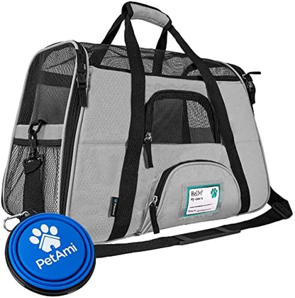PetAmi Airline Approved Pet Carrier for Cats & Small Dogs, Large Light Gray