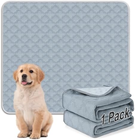 FunFurry Washable Pee Pads for Dogs - 1 Pack Reusable Pee Pads，Waterproof Puppy Pads，Pet Training Pads，Super Absorbent with Dog Paw Shape Non-Slip Backing (Light Grey, 72" X 72" - 1 Pack)