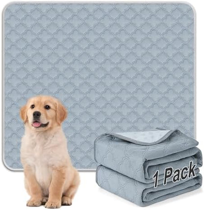 FunFurry Washable Pee Pads for Dogs - 1 Pack Reusable Pee Pads，Waterproof Puppy Pads，Pet Training Pads，Super Absorbent with Dog Paw Shape Non-Slip Backing (Light Grey, 72" X 72" - 1 Pack)