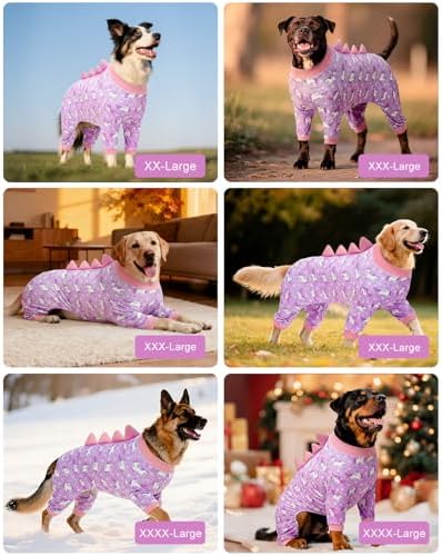 CuteBone Dinosaur Costume Dog Pajamas, Stretchy Spandex Crystal Velvet Sleepwear Coat for Small Dogs, Soft & Warm Pet Outfit Clothes for Cold Weather, Cozy Pullover Design COSP11-4XL