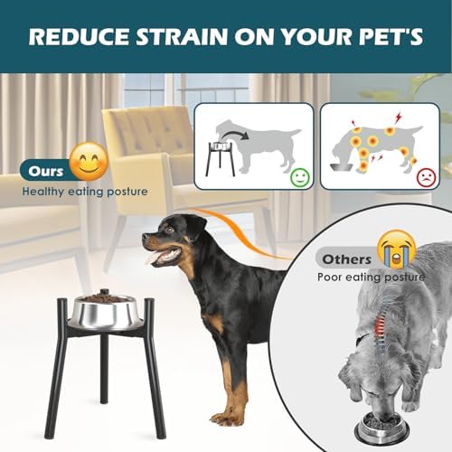 SHAINFUN Adjustable Metal Raised Stand for Large & XL Breeds, Compatible with 7 to 10.6" Wide Bowls, Single Tall Elevated Feeder (Bowl Not Included)