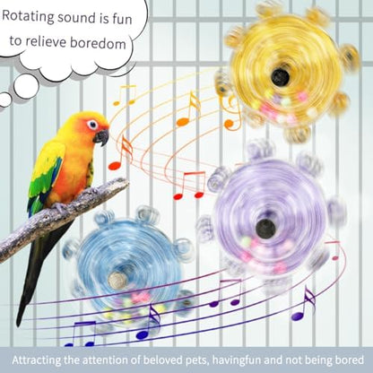 Parakeet Toys, Small Parrot Rotating Interactive Training Toy, Parakeet Cage Accessories, Budgie Toys, Cockatiel Toys, Lorikeets Toy, Love Bird Toys,Conure Toys,Bird Toys for Parrots (Yellow)
