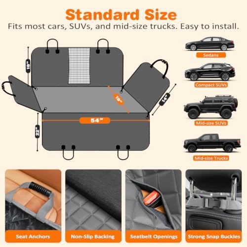 URPOWER 4 in 1 Dog Car Seat Cover for Back Seat, Waterproof Hammock