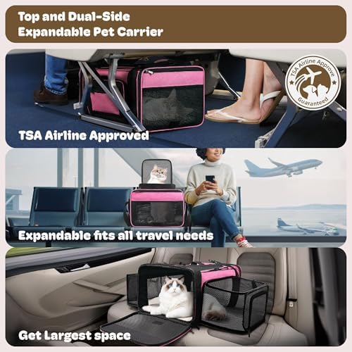 Top and 2 Sides Expandable Cat Carrier 18x13.5x9.5 TSA Airline Approved