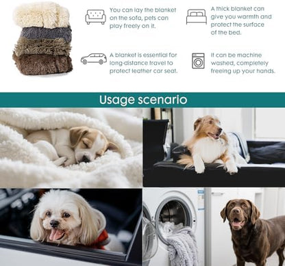 gogobunny Waterproof Dog Blanket for Couch & Furniture Protection - Super Soft Reversible Throw for Large Dogs & Cats, Calming Washable Fur & Sherpa Pet Blanket (40x50 Inch, Stone)