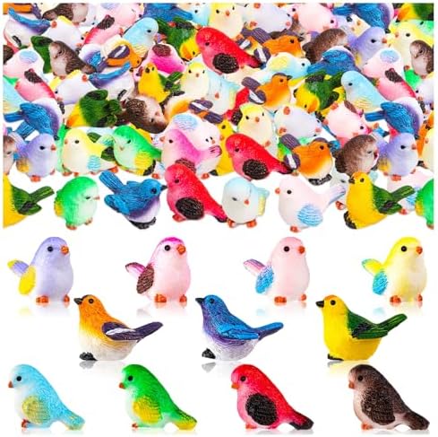 72PCS Miniature Cute Bird Decorative Figurines 11 Styles Mini Resin Birds