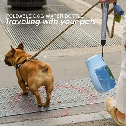 Foldable Dog Water Bottle, Leak-Proof Portable Water Dispenser with Travel Bowl, 10oz for Small Dogs, Cats, Puppies on Walks, Hiking & Travel, Dishwasher Safe Pet Supplies