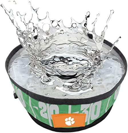 Pets First NCAA Clemson Tigers Collapsible Dog Travel Bowl Set, 2 Pack Food & Water Bowls for Dogs, Best Portable & Lightweight Leak-Proof Dog Bowls for Travel