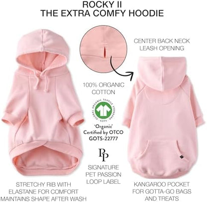 Pet Passion Rocky II Dog Hoodie, Pink, Medium