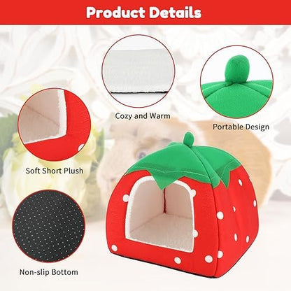 BWOGUE Guinea Pig Bed Hideout, Washable Hamster Cave for Small Animals