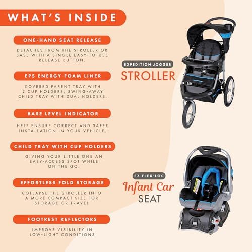 Baby Trend Expedition® Jogger Travel System with EZ Flex-Loc® Infant Car Seat, Millenium Blue