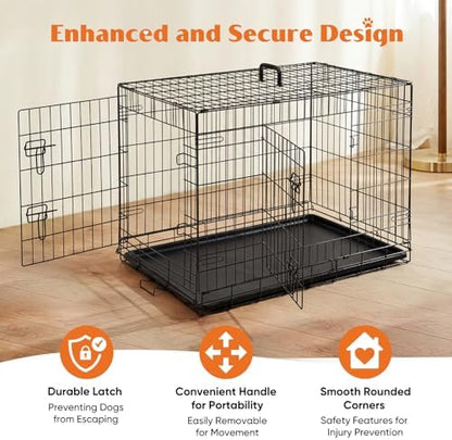 Sweetcrispy 36 Inch Dog Crate, Medium Dog Cage, Foldable Puppy Pet Kennel