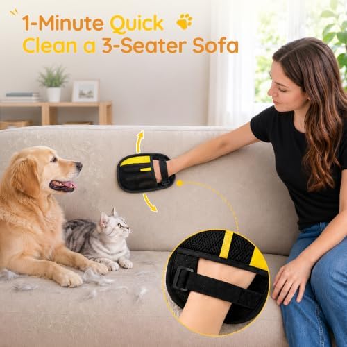 Pet Hair Removal Glove: Static Friction Clumps 95% Fur Fast