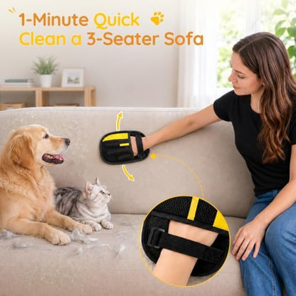 Pet Hair Removal Glove: Static Friction Clumps 95% Fur Fast
