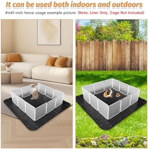 PINVNBY 59"x59" Thickening Waterproof Pet Playpen Mat, Guinea Pig Cage Liner Tarp Bottom Reusable Base for Rabbits, Bunny, Ferrets and Other Small Animals, 2 PCS