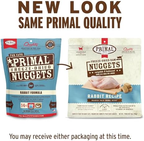 Primal Freeze Dried Raw Cat Food Nuggets, Rabbit, 5.5 oz