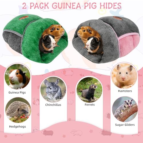 YUEPET 2 Pack Guinea Pig Bed, Guinea Pig Cuddle Sack, Grey & Green