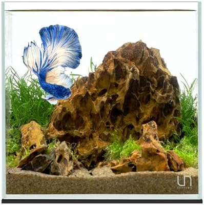 Ultum Nature Systems Ultra Clear Rimless Aquarium - Low Iron Glass Fish Tank with 45° Mitered Edges, 5mm-12mm Thick, Leveling Mat Included (25C, Cube, 4 Gallon)