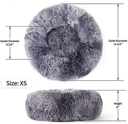 NOYAL Donut Dog Bed for Small Medium Pets, Plush Calming Faux Fur