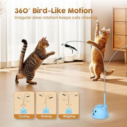 Interactive Cat Toys for Indoor Cats, 360° Automatic Spin Flying Bird Wand