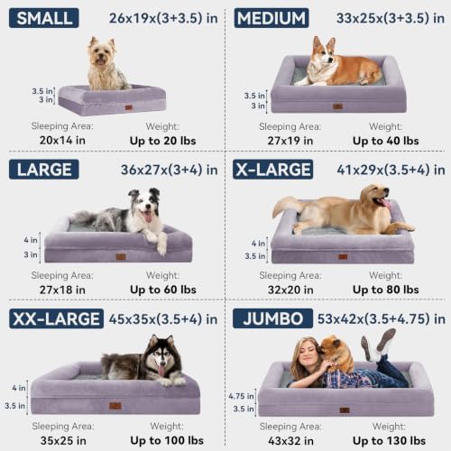Jumbo Waterproof Dog Bed for Extra Large Size Dogs with Bolster