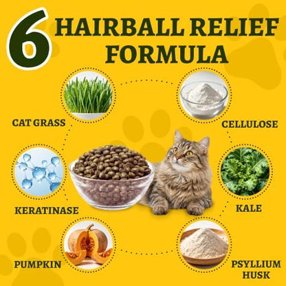 Just Try Hairball Relief Cat Food with Cat Grass, Pumpkin & Taurine, 5 lb