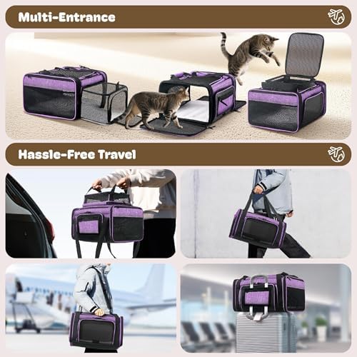 Top and 2 Sides Expandable Cat Carrier 18x13.5x9.5 TSA Airline Approved