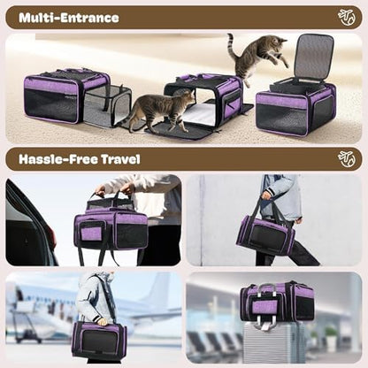 Top and 2 Sides Expandable Cat Carrier 18x13.5x9.5 TSA Airline Approved