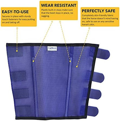 Fine Mesh Fly Boots Loose Fitting & Non-Slip Horse Fly Leggings No More Horsefly Nuisance Greatly Reduce Stomping Breathable with Natural Air Flow (Set of 4)